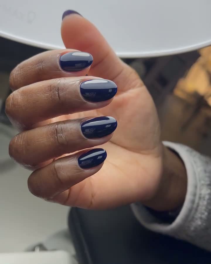 Blue gel manicure